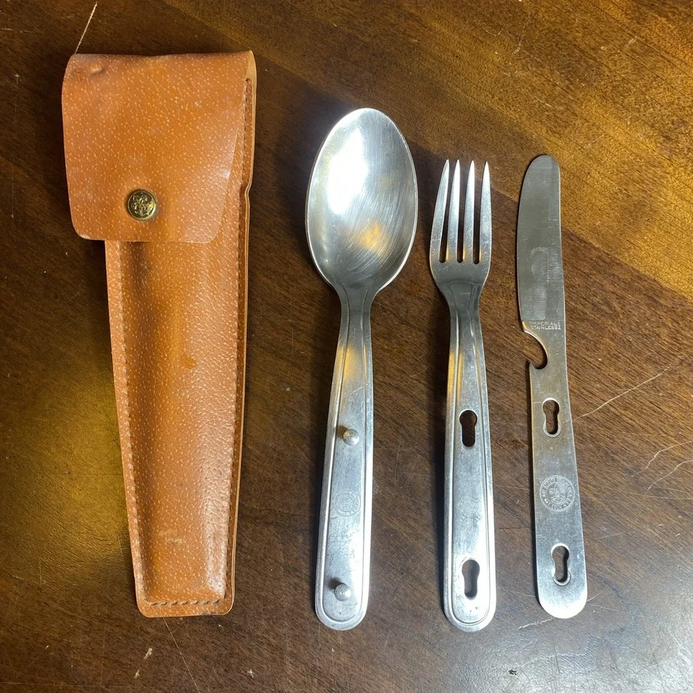 Vintage Boys Scouts of America National Council Silverware Utensil Set w/ Case